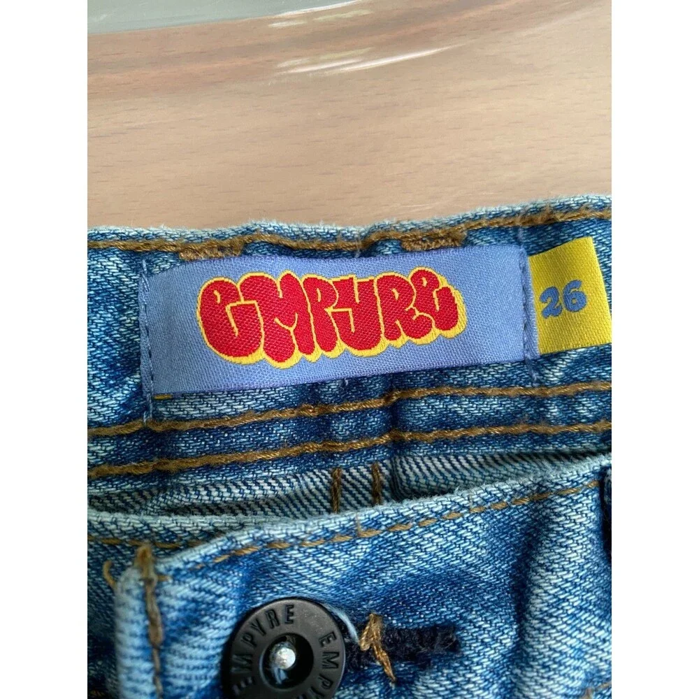 Vintage Empyre Baggy Jean Shorts Womens 26 Blue Skate Relax Denim Streetwear Y2K